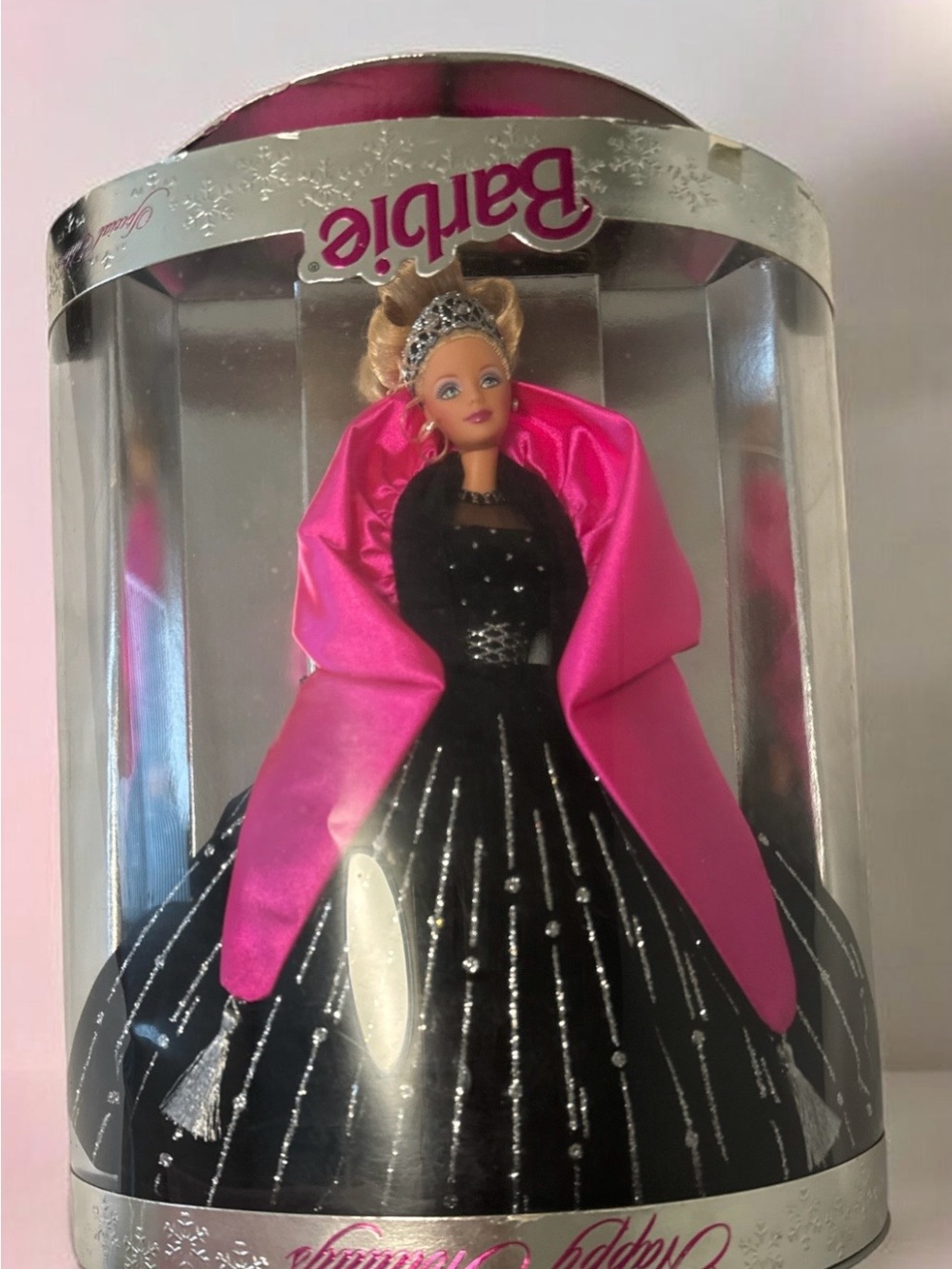 Barbie Black Gown with Hot Pink Satin Shawl